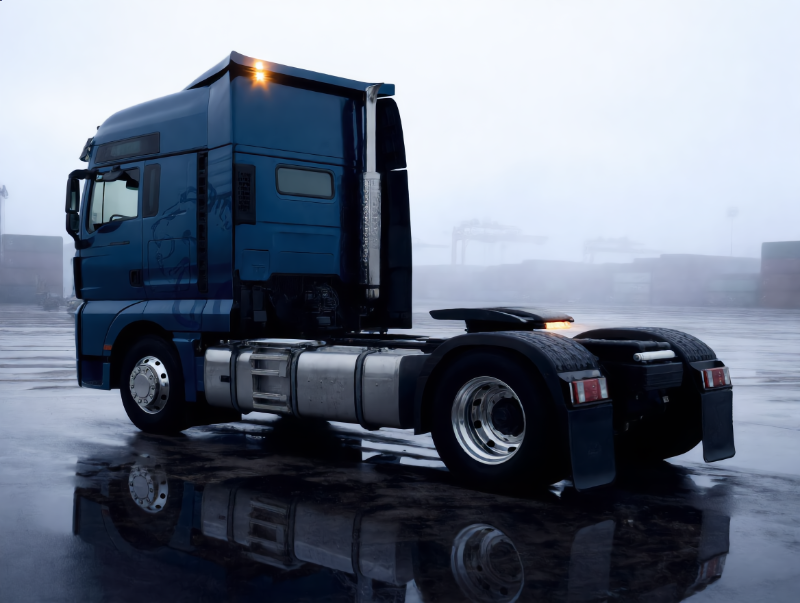 Грузовик SITRAK C7H 6x4 с высокой крышей спальной кабины, установленный на экспортном терминале перед предотправочной инспекцией